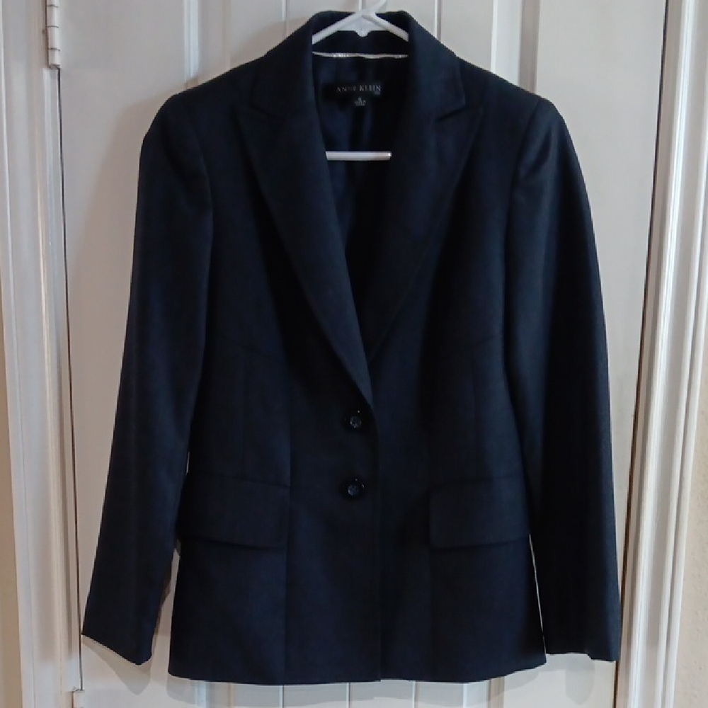 Anne Klein Women's Peaked Notched Lapel Dark Gray Blazer